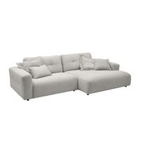 ECKSOFA MIKA Hellgrau Cord - Hellgrau/Schwarz, Kunststoff/Textil (276/167cm) - KAWOLA