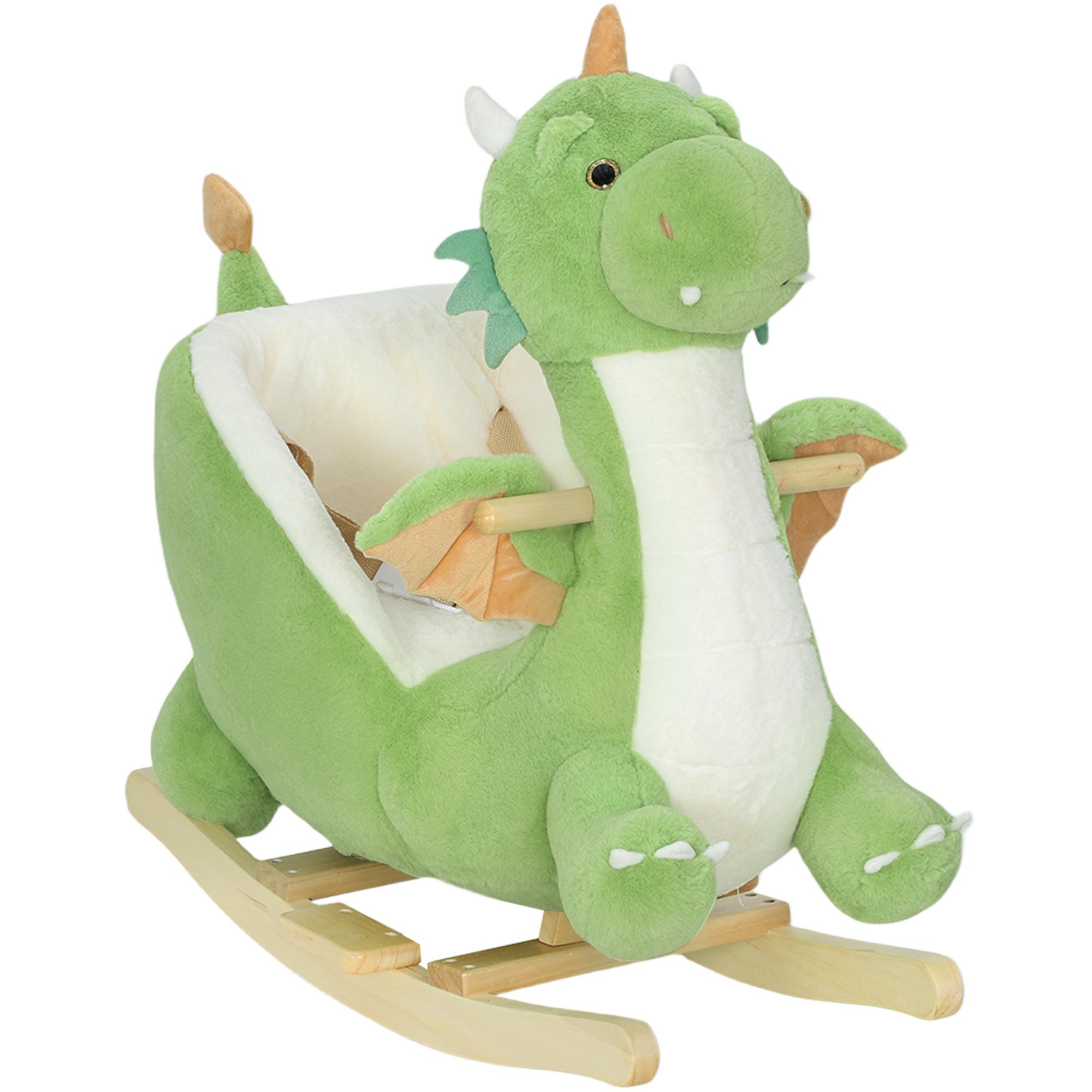 SCHAUKELTIER Dinosaurier-Schaukel interaktive Tiergeräusche weiche Füllung Grün - Grün, Textil (39/66/73cm) - AIYAPLAY