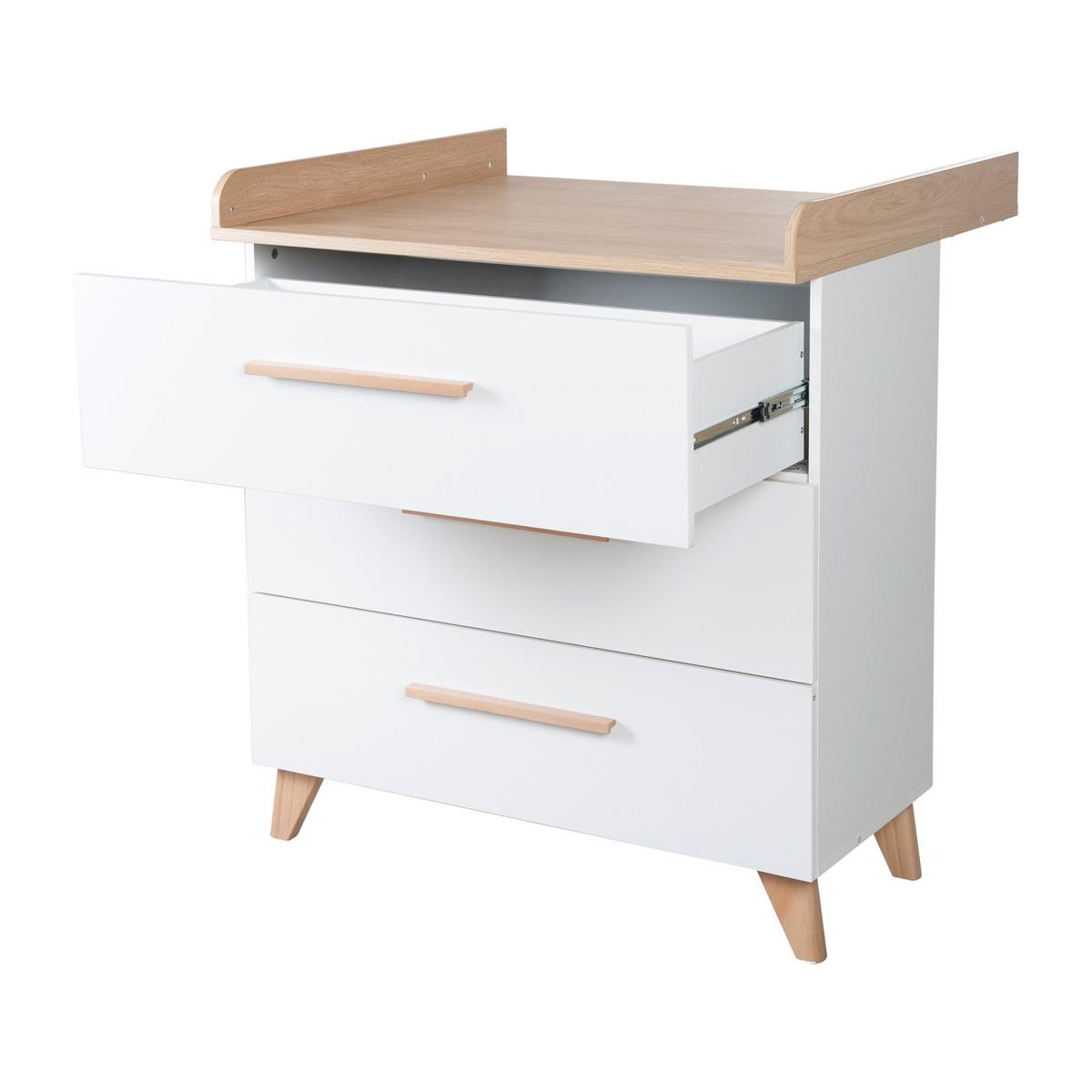 WICKELKOMMODE Leon mit 3 Schubladen - Honigeiche/Weiß, Holz/Holzwerkstoff (89/98/76cm) - Roba