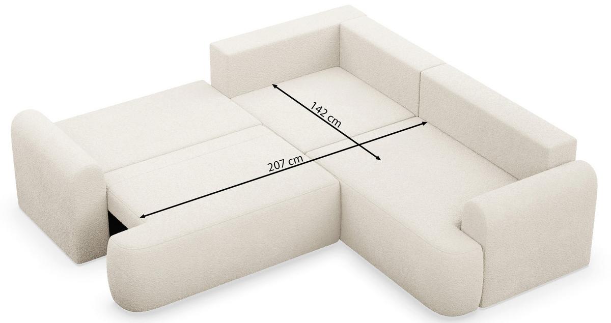 ECKSOFA Kaveo 245 cm universell mit Eckelement - Schwarz/Hellblau, Kunststoff/Textil (245/245cm) - Selsey