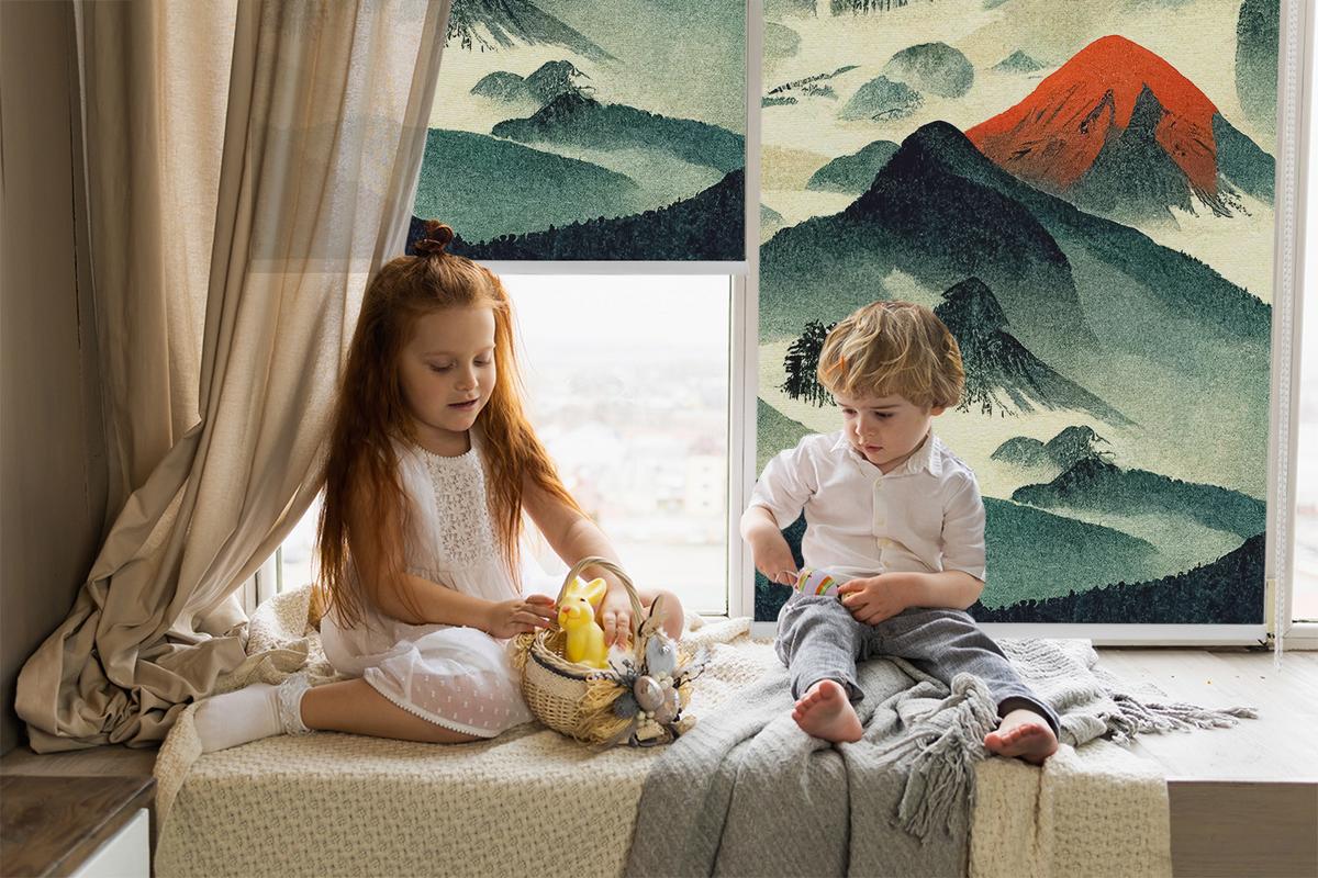 INNENROLLO - Fensterrollo - Rollo - 140x140 cm - Berge im Nebel - Grau, Kunststoff (140/140/0.5cm) - TULUP