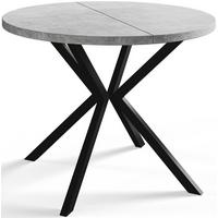 RUNDER Esszimmertisch LOFT LITEN, ausziehbarer Tisch Durchmesser: 100 cm/180 cm, Wohnzimmertisch Farbe: Hellgrau, mit Metallbeinen in Farbe Schwarz - Schwarz/Grau, Holzwerkstoff (100/100/76cm) - Alpi-Möbel