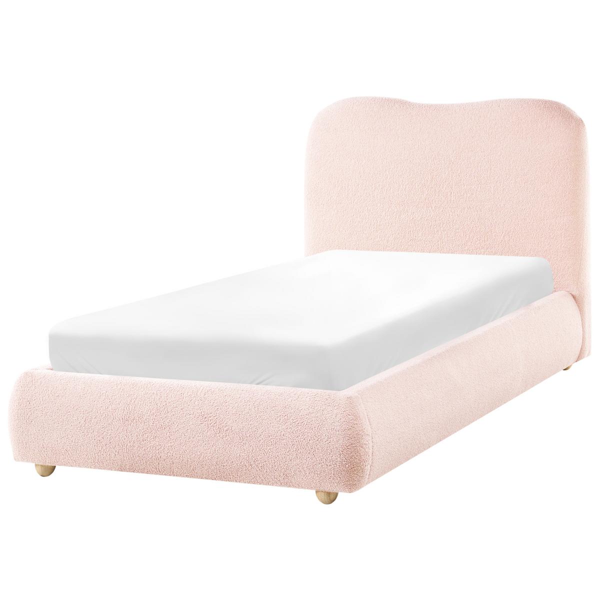 BETT mit Stauraum 90/200 cm Rosa Blagnac - Pink/Braun, Textil (90/200cm) - Beliani