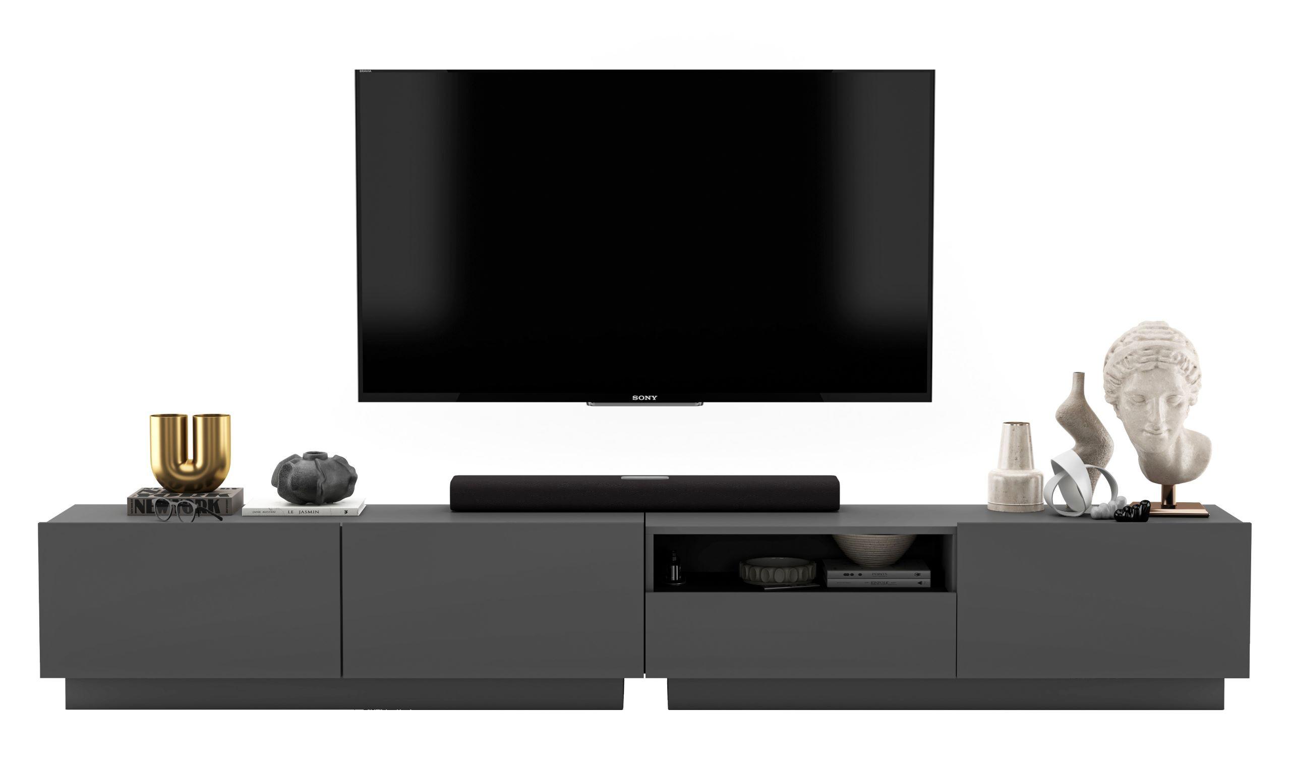 TV-LOWBOARD 2-er Set Enjoy Grau Matt Loft Schublade 120 cm - Grau, Holzwerkstoff (240/37/35cm) - Meble Lindner