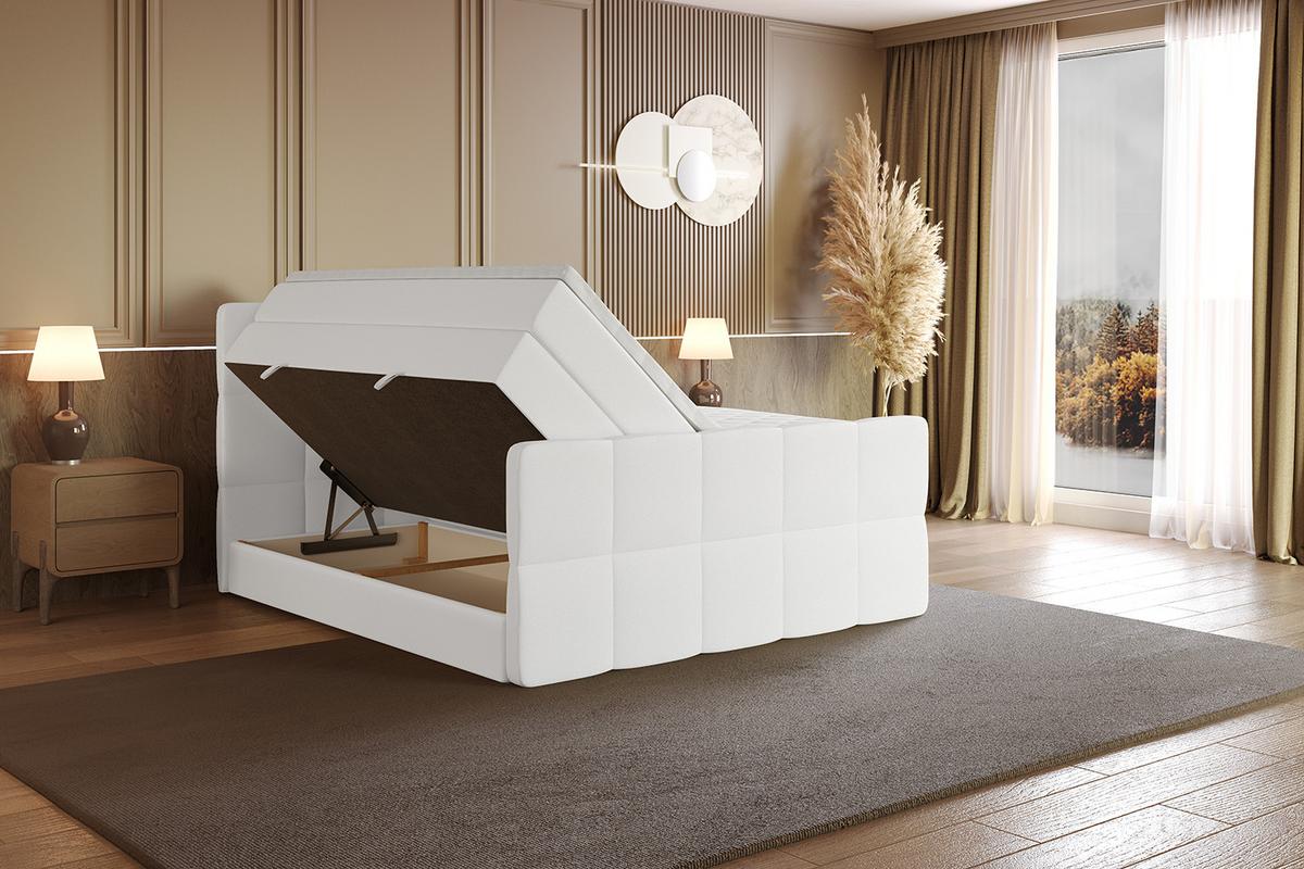 BOXSPRINGBETT mit Matratze und Lattenrost - LIRO-Z KING-120x200 - Weiß Kunstleder - Weiß, Holzwerkstoff (120/200cm) - ALTDECOR