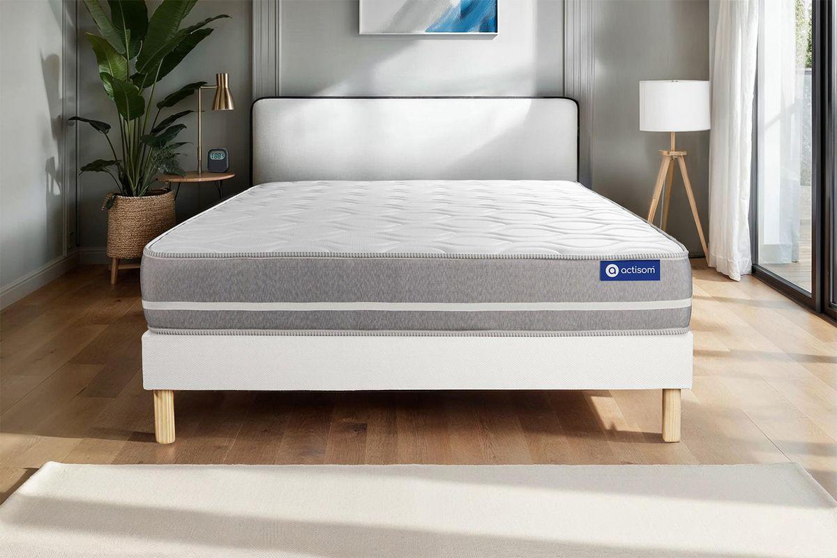 BETT Actilatex touch Latex und Memory-Schaum 80 x 200 cm h1 - Kit Bettgestell Weiß - Beige/Weiß, Karton/Holz (80/200cm) - ACTISOM