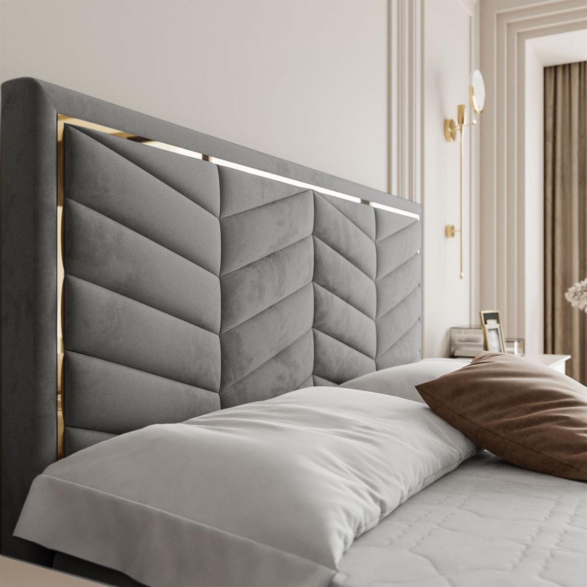 KONTINENTALBETT AURORA 140x200 mit Bettkasten Royal Velvet 250 - Hellgrau, Textil (140/200cm) - Lookway