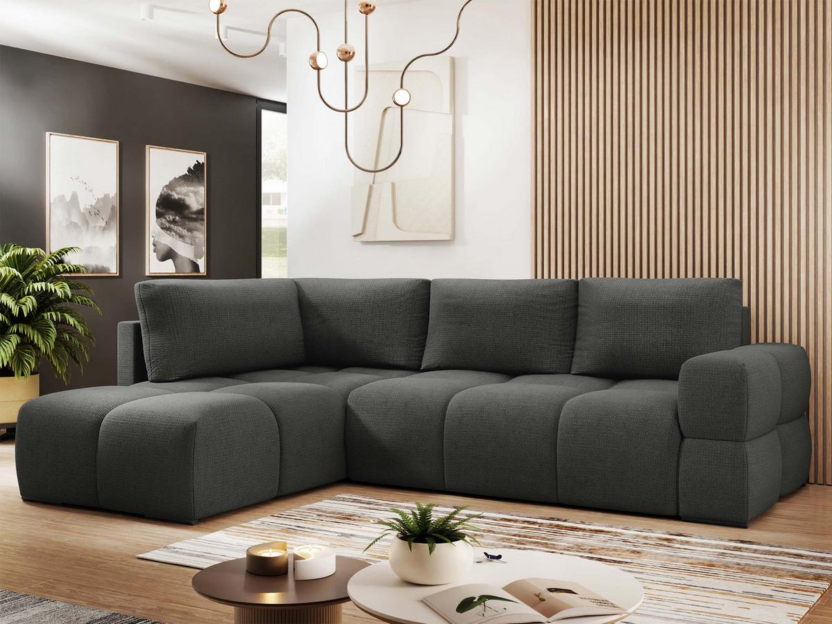 ECKSOFA Taremi - Dunkelgrau/Schwarz, Holz/Kunststoff (267/185cm) - MIRJAN24