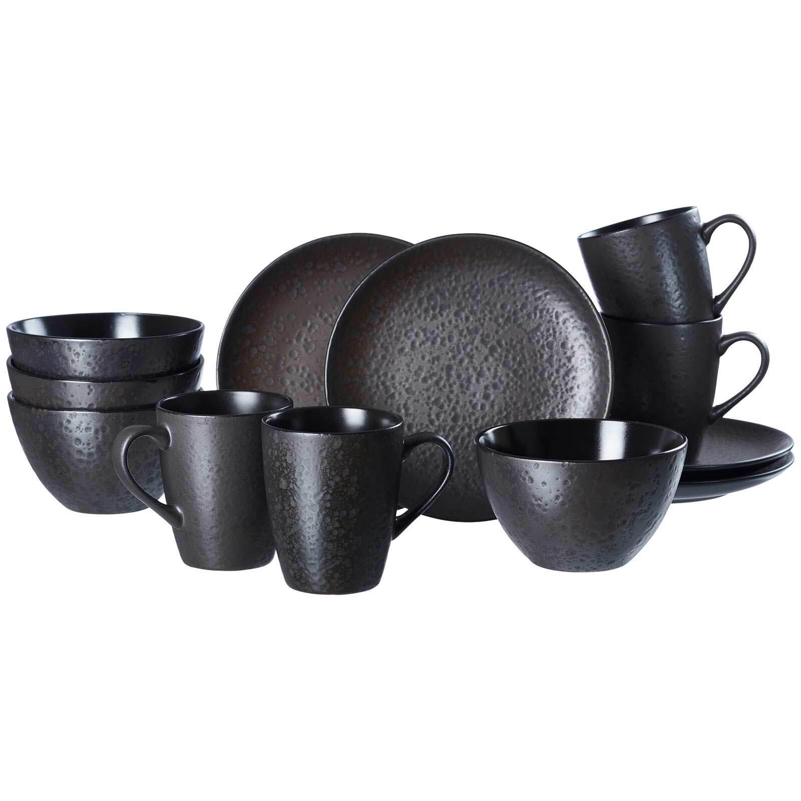 FRÜHSTÜCKS-SET Kitwe Schwarz 12-tlg. - Schwarz, Keramik (24/24/26cm) - Ritzenhoff Breker