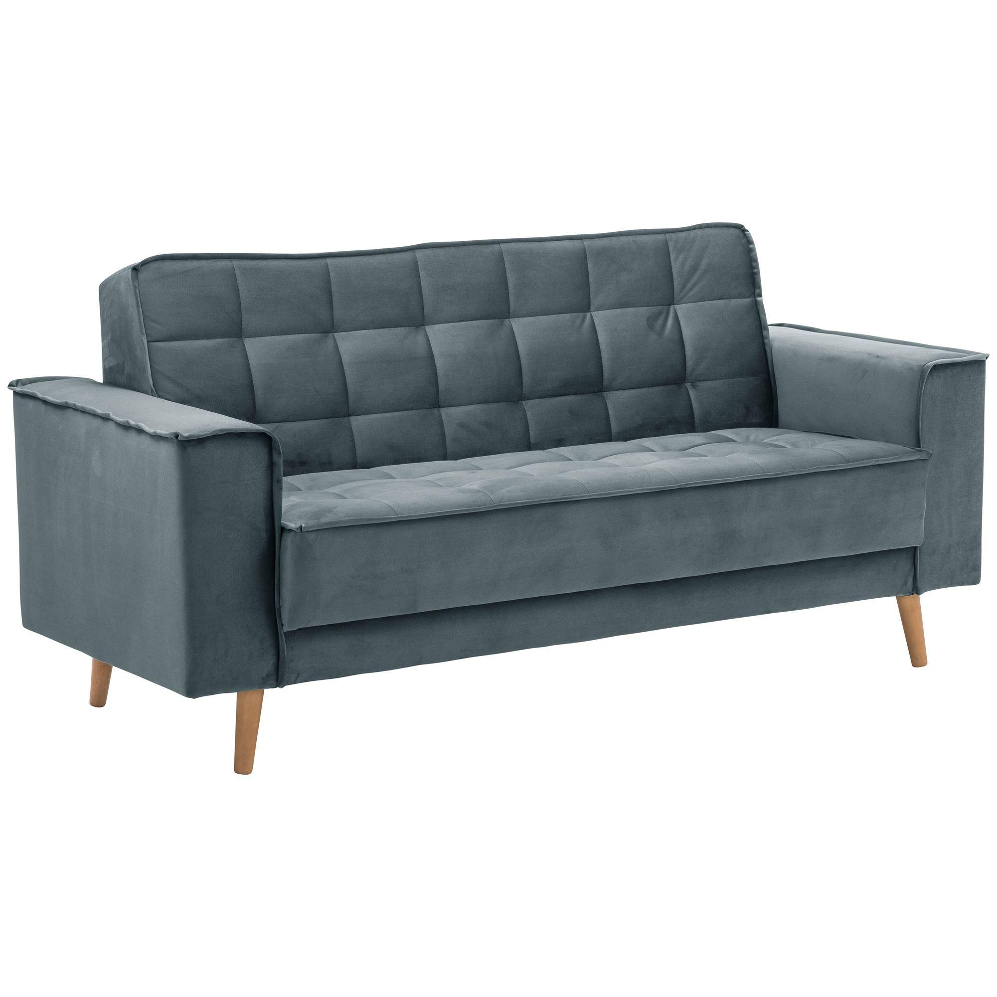 SOFA 2-Sitzer Kavindra Samtvelours azur - Aubergine, Kunststoff (180/84/78cm) - 58aufmkessel