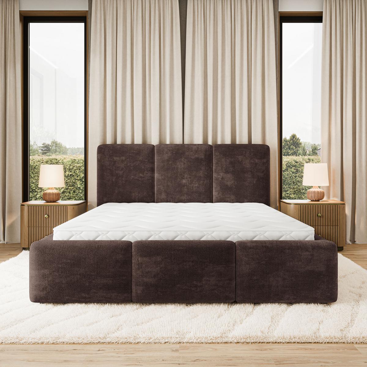 POLSTERBETT MORENA LM 180x200 cm mit Bettkästen - Braun - Braun, Holz (180/200cm) - MASSENO