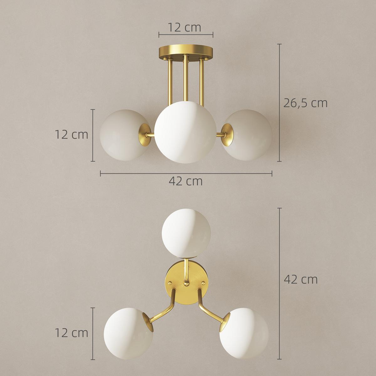 DECKENLEUCHTE Metall Kunststoff Gold - Goldfarben, Metall (42/42/26.5cm) - HOMCOM