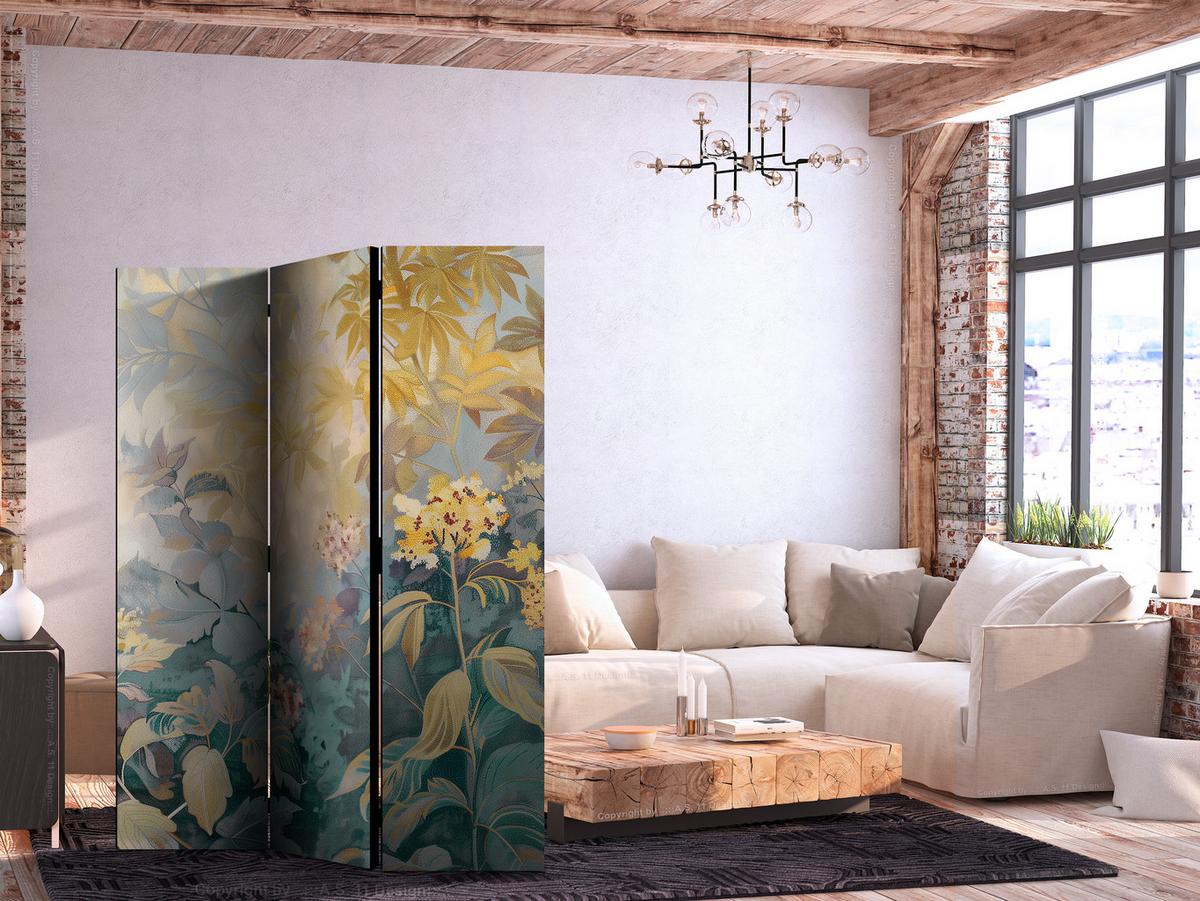 PARAVENT Beidseitig Bedruckter 3-tlg 135x172 cm Wiese mit Wildblumen - Multicolor, Holz/Textil (135/172/3cm) - Muralo