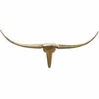 WANDDEKO Geweih Bull Aluminium 100 cm breit, Gold 100x6x40 cm - Goldfarben, Metall (100/40/6cm) - KADIMA DESIGN