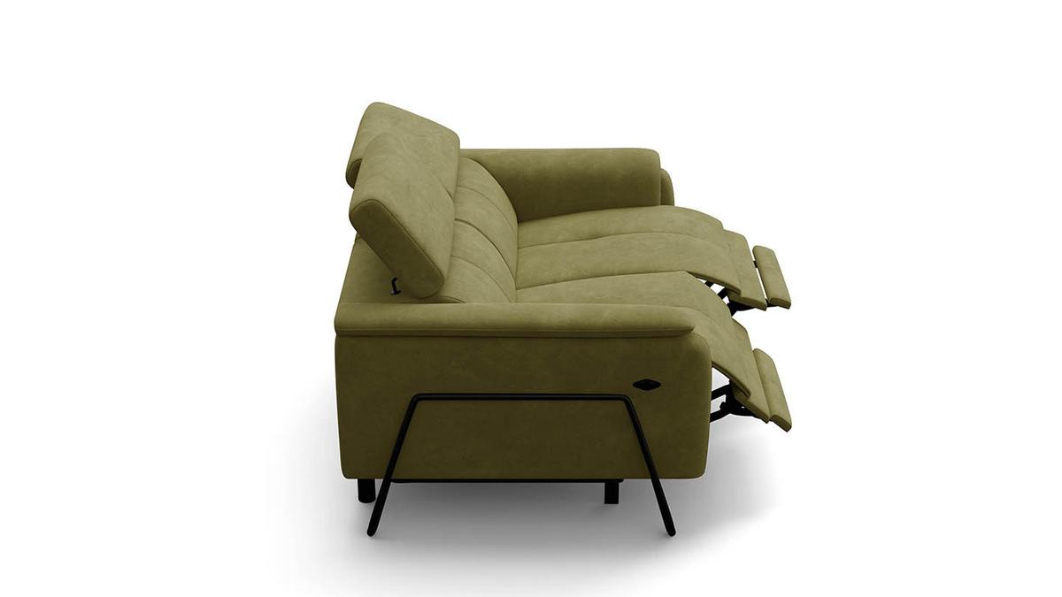 RELAXSOFA RODEN 2-Sitzer mit 2 Relax, olive, Veloursstoff - Grün, Holz/Textil (148/82/103cm) - Wozimo