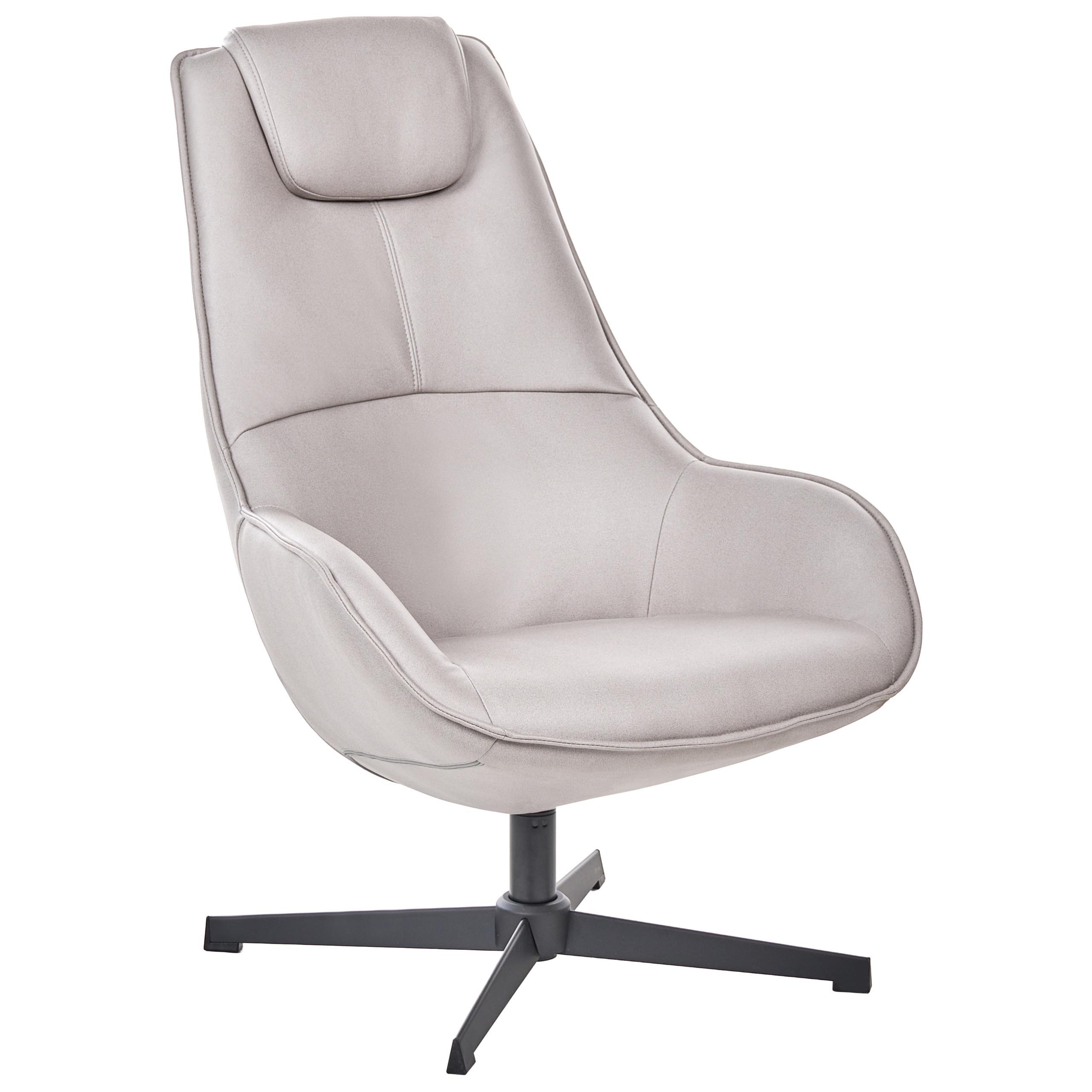 DREHSESSEL Stoff Hellgrau Hauge - Hellgrau, Textil (65/98/82cm) - Beliani
