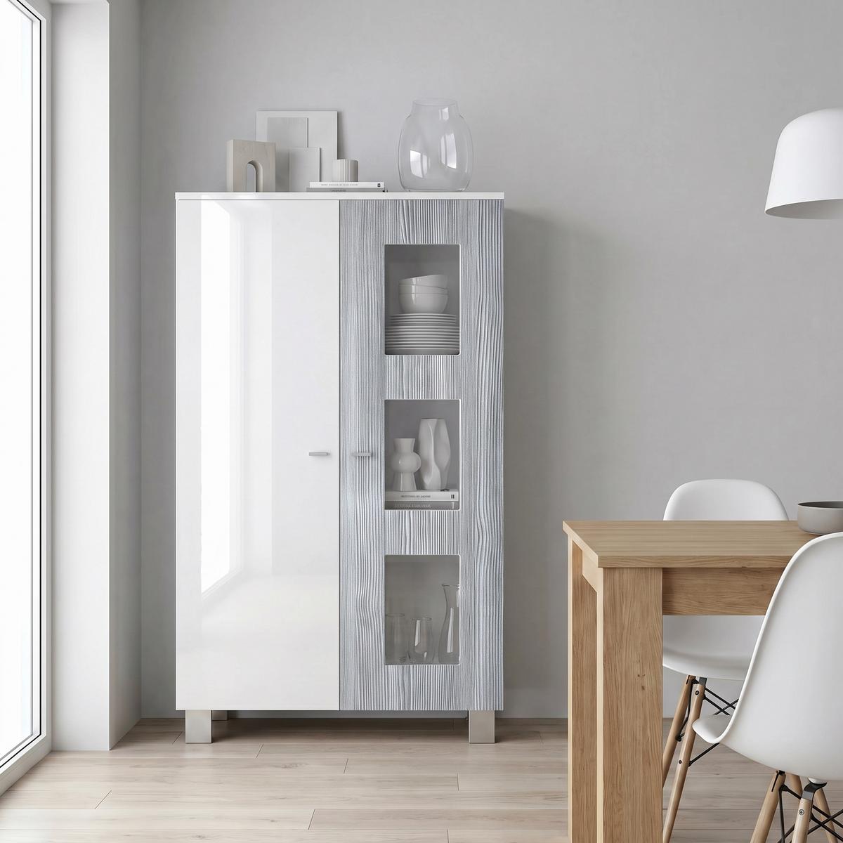 VITRINE Denjo Tür in Avola-Anthrazit - Anthrazit, Holzwerkstoff (71/129/35cm) - Vladon