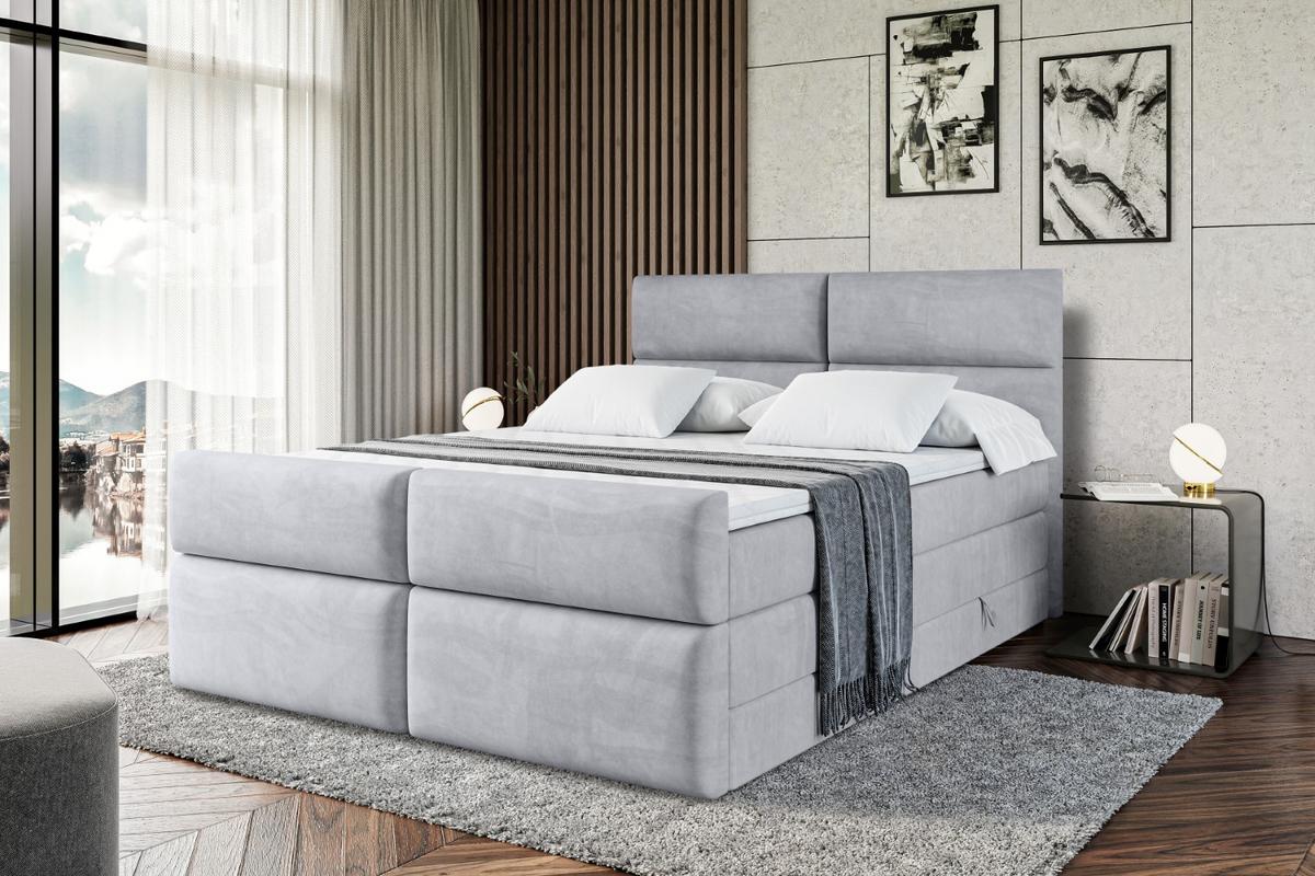 BOXSPRINGBETT BOXI3-Z KING - 140x200 - H3/H4 - Hellgrau - Hellgrau, Holzwerkstoff (140/200cm) - ALTDECOR