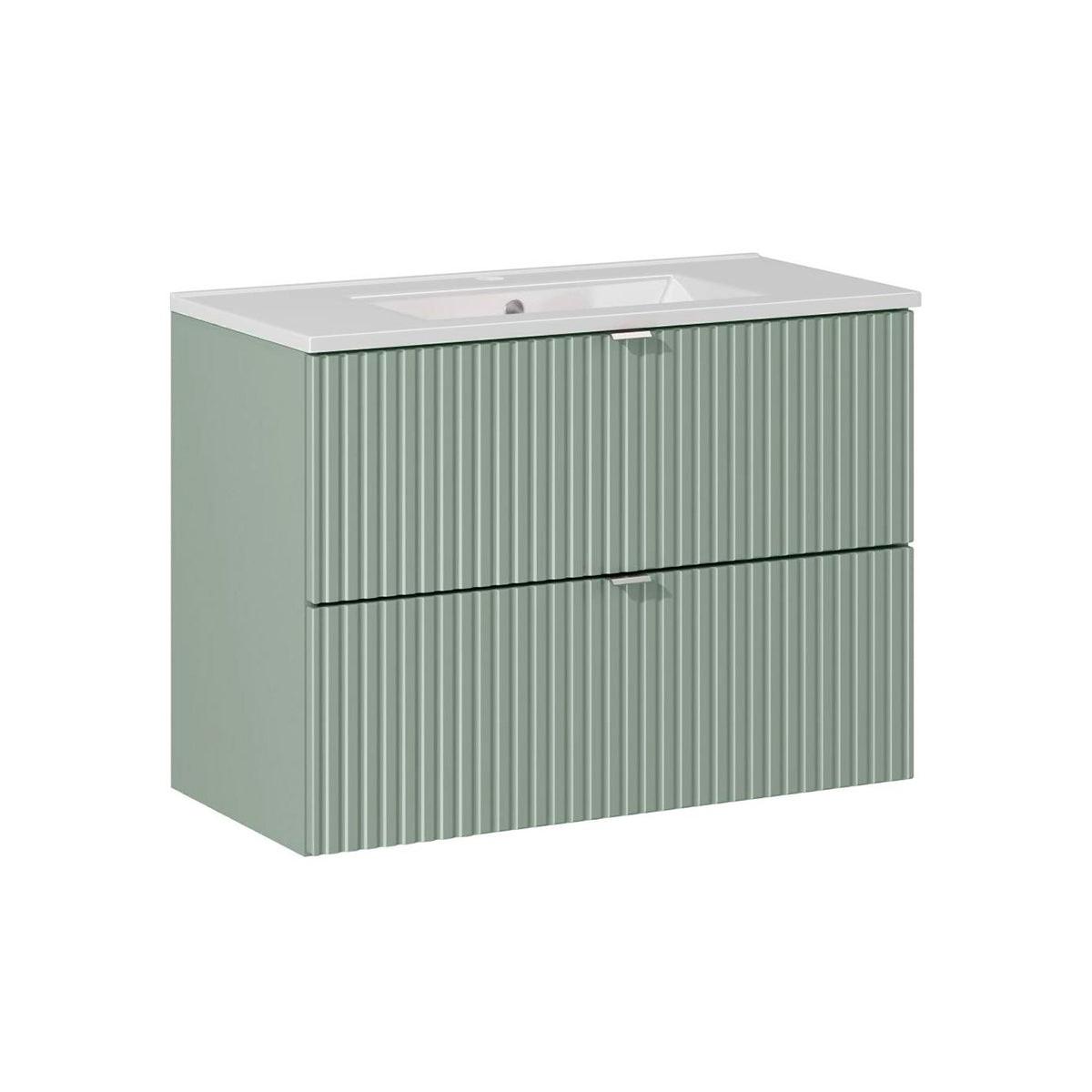 BADMÖBEL 80cm Jade 2er-Set Grün - Grün, Holzwerkstoff (80/57/40cm) - Petits-meubles