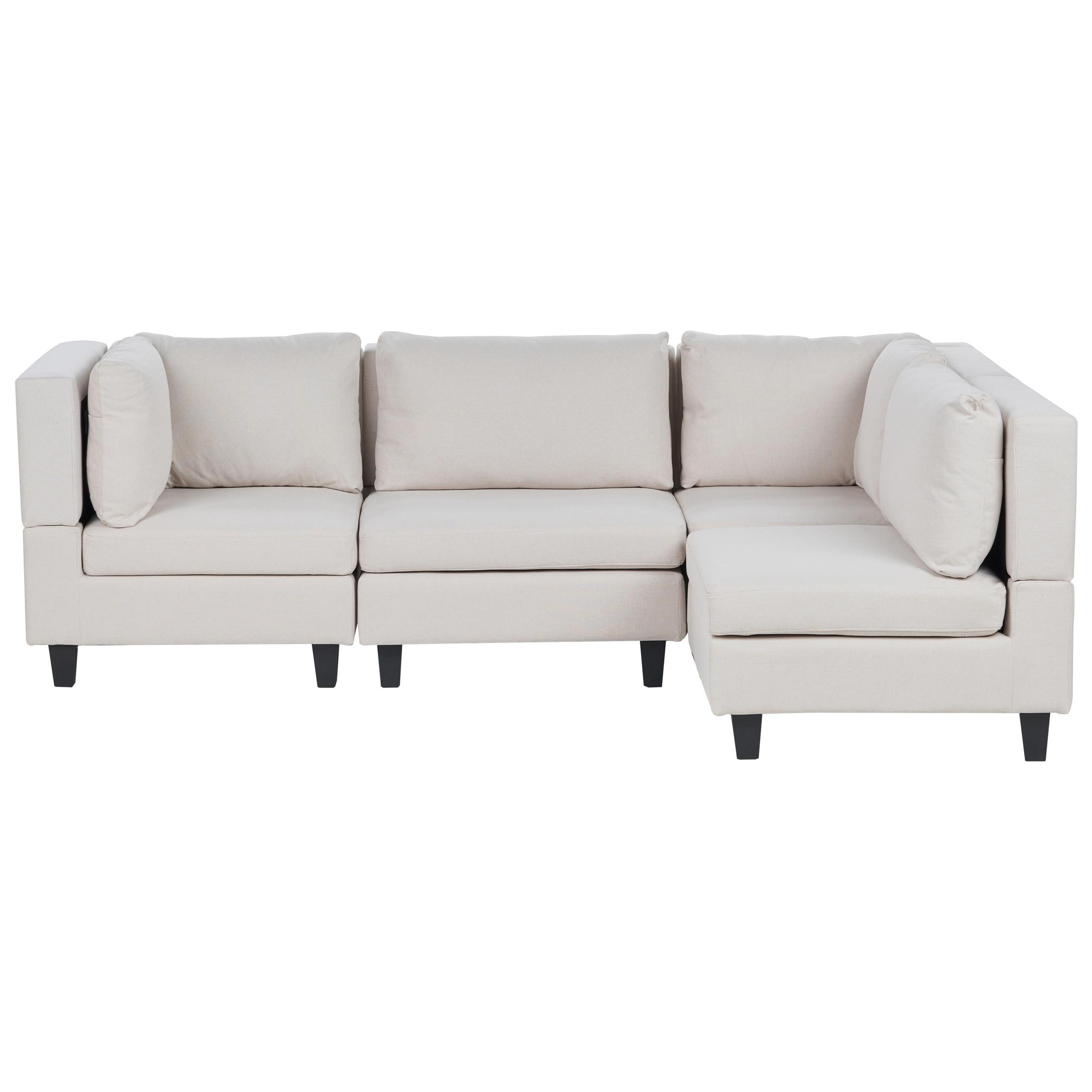 ECKSOFA Modul 4-Sitzer linksseitig Hellbeige Stoff Unstad - Beige/Schwarz, Textil (228/152cm) - Beliani