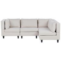 ECKSOFA Modul 4-Sitzer linksseitig Hellbeige Stoff Unstad - Beige/Schwarz, Textil (228/152cm) - Beliani