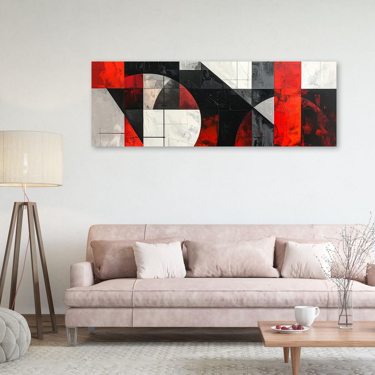 LEINWANDBILD 3D und geometrisch 120x40cm - Rot, Textil (120/40cm) - Feeby