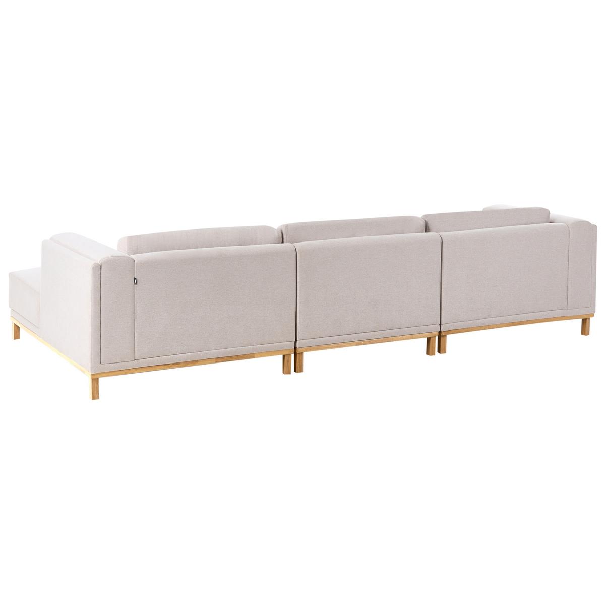 ECKFSOFA 5-Sitzer Stoff Hellbeige linksseitig Veng - Hellbraun/Beige, Textil (347/156cm) - Beliani