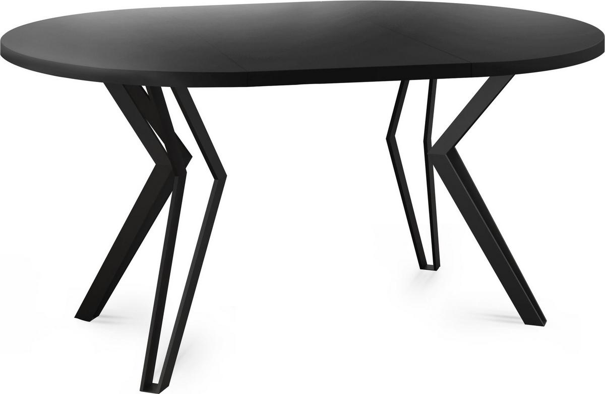 ESSTISCH Revena runder ausziehbarer, Schwarz 120-200/120/76 cm - Schwarz, Holzwerkstoff/Metall (120/200/76cm) - WFL GROUP