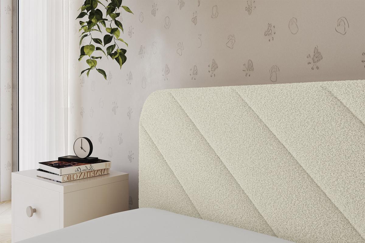 EINZELLBETT Jugendbett mit Bettkasten und Matratze H3/H4, Rechts - FIKY 90x200 Beige - Perlmutt, Holzwerkstoff/Textil (90/200cm) - ALTDECOR