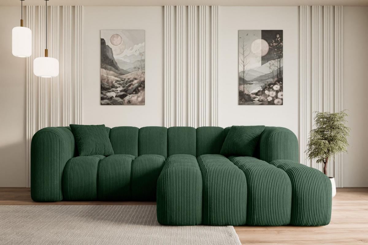 ECKSOFA Ottomane Rechts OLEA-L1 - 231x173x74 cm Grün - Schwarz/Rosa, Holzwerkstoff/Kunststoff (231/173cm) - ALTDECOR