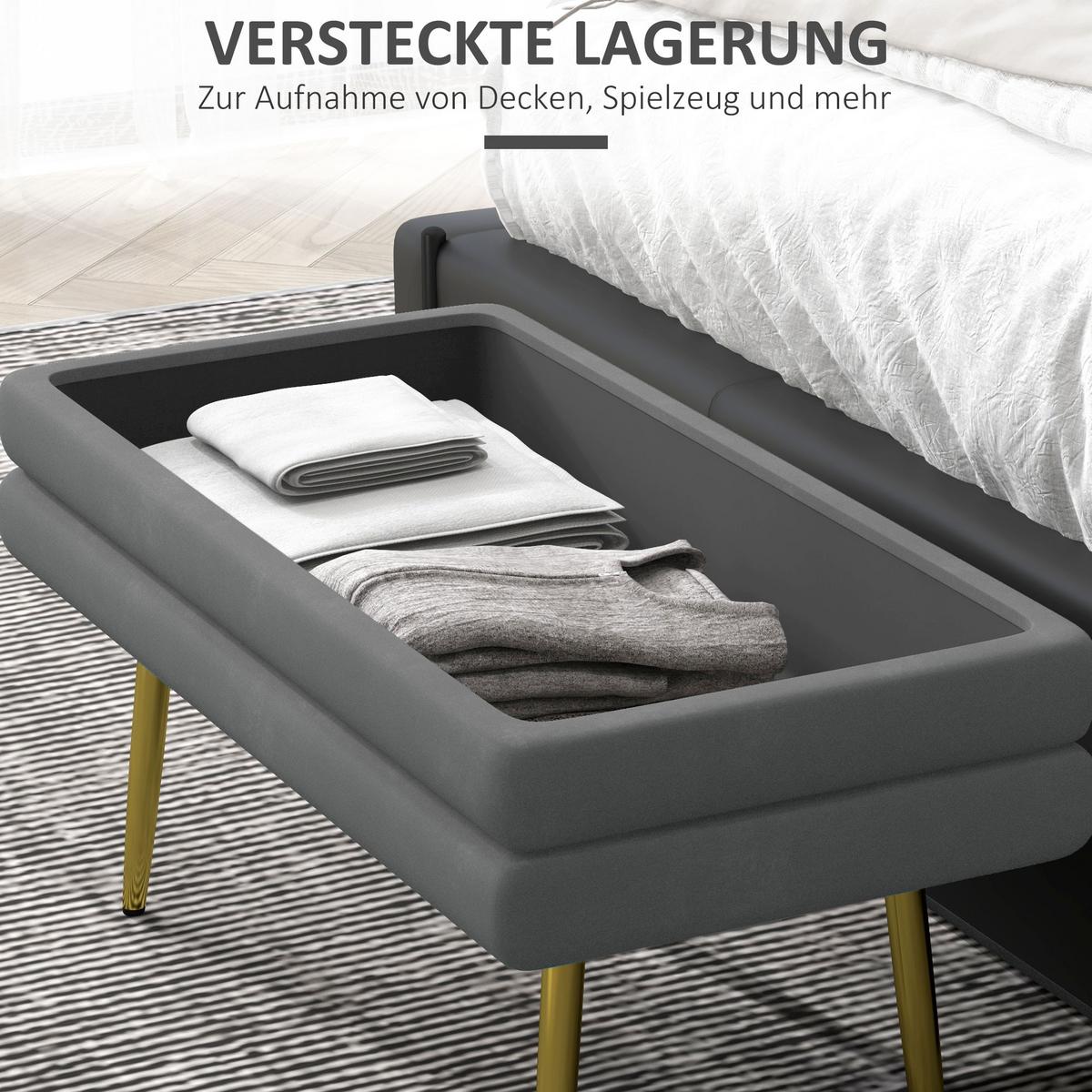 TRUHENBANK Grau - Dunkelgrau, Kunststoff (37.5/43/79.5cm) - HOMCOM