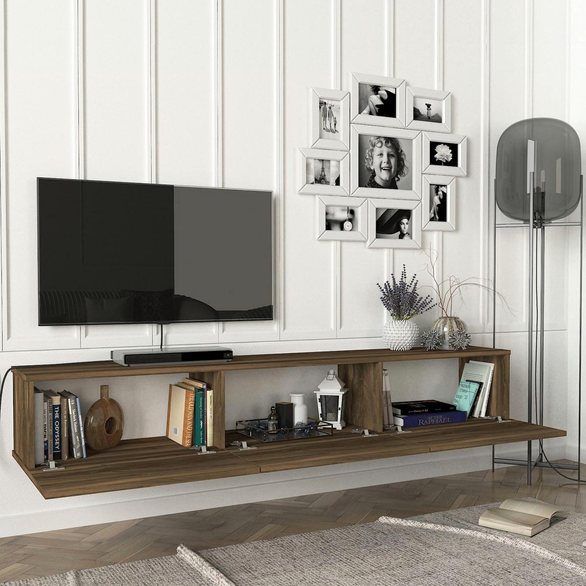 TV-ELEMENT Vihti - Walnussfarben, Holzwerkstoff (180/29.5/31cm) - [en.casa]