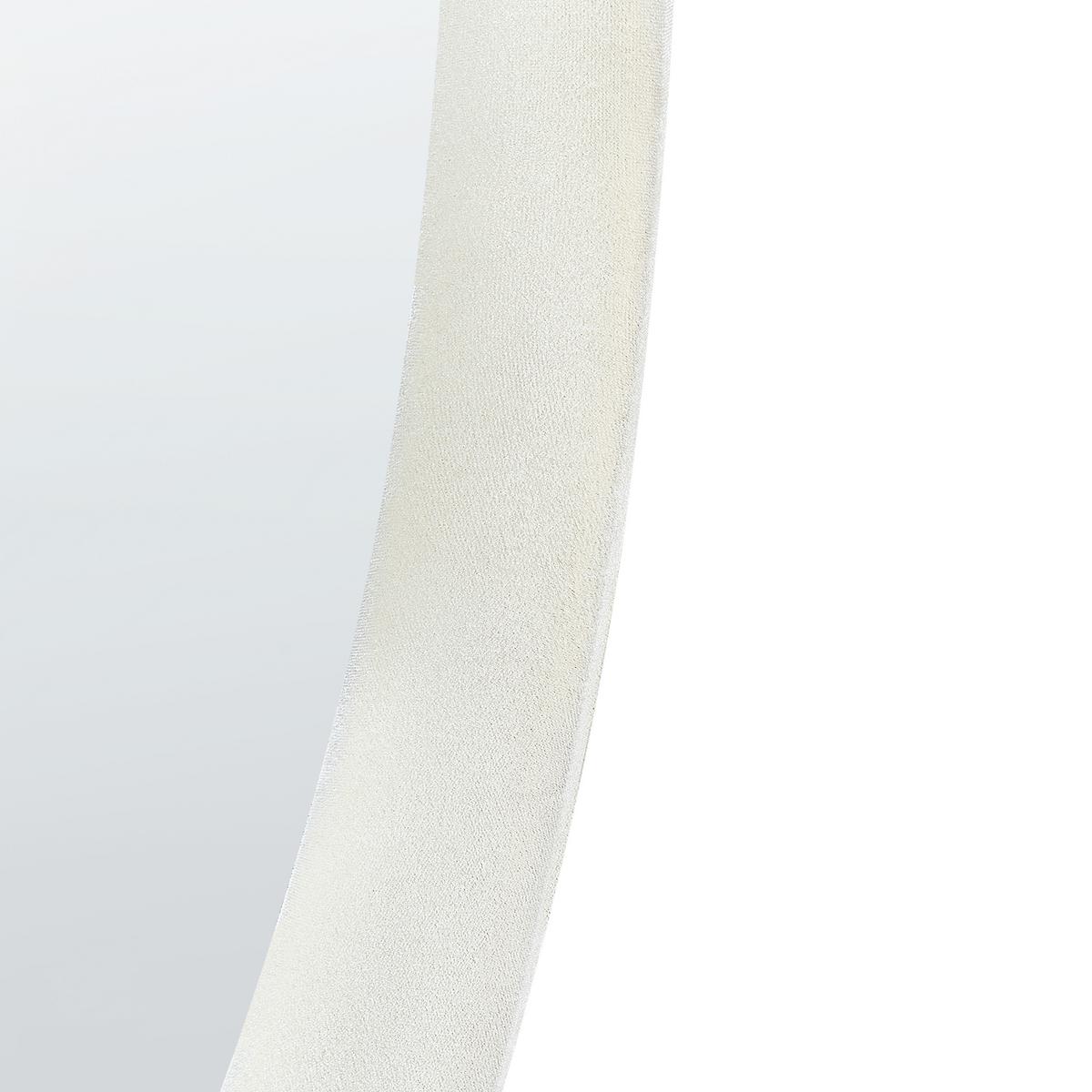 WANDSPIEGEL Samtstoff weiß oval 60/90 cm Audes - Weiß, Textil (60/90/4cm) - Beliani