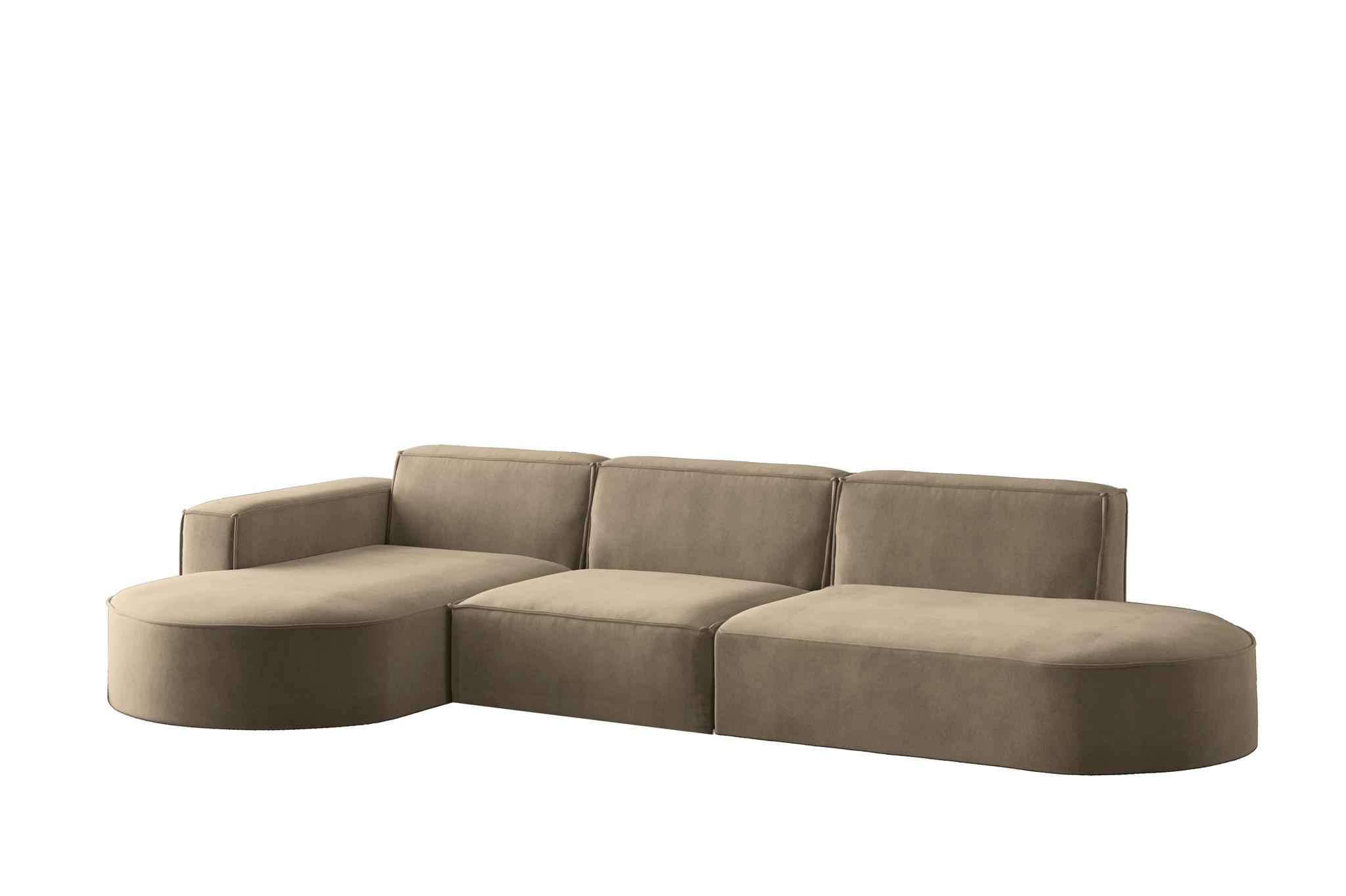 ECKSOFA Palma In Noel - Braun, Holzwerkstoff/Textil (296/165cm) - Fun Möbel