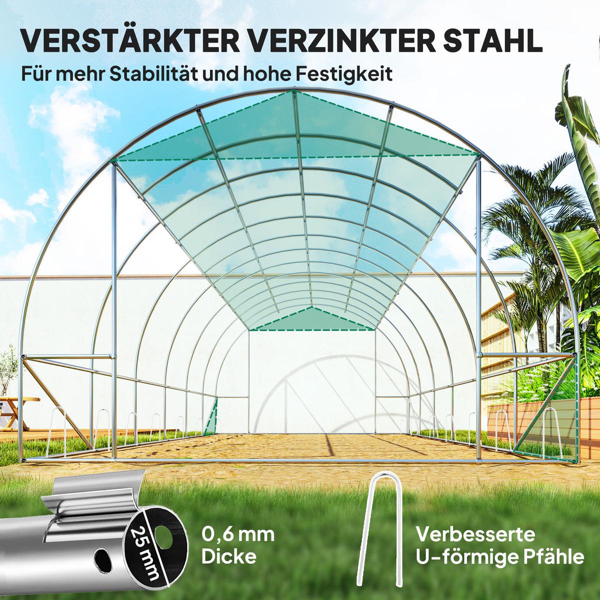 FOLIENTUNNEL, 600L x 300B x 197H cm - Grün, Kunststoff (300/197/600cm) - Outsunny