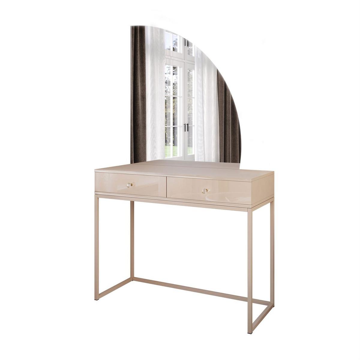 SCHMINKTISCH QUINNIE KASCHMIR mit LED-Spiegel rechts Griff Kristall - Kaschmir, Holzwerkstoff (100/175/42cm) - Lookway