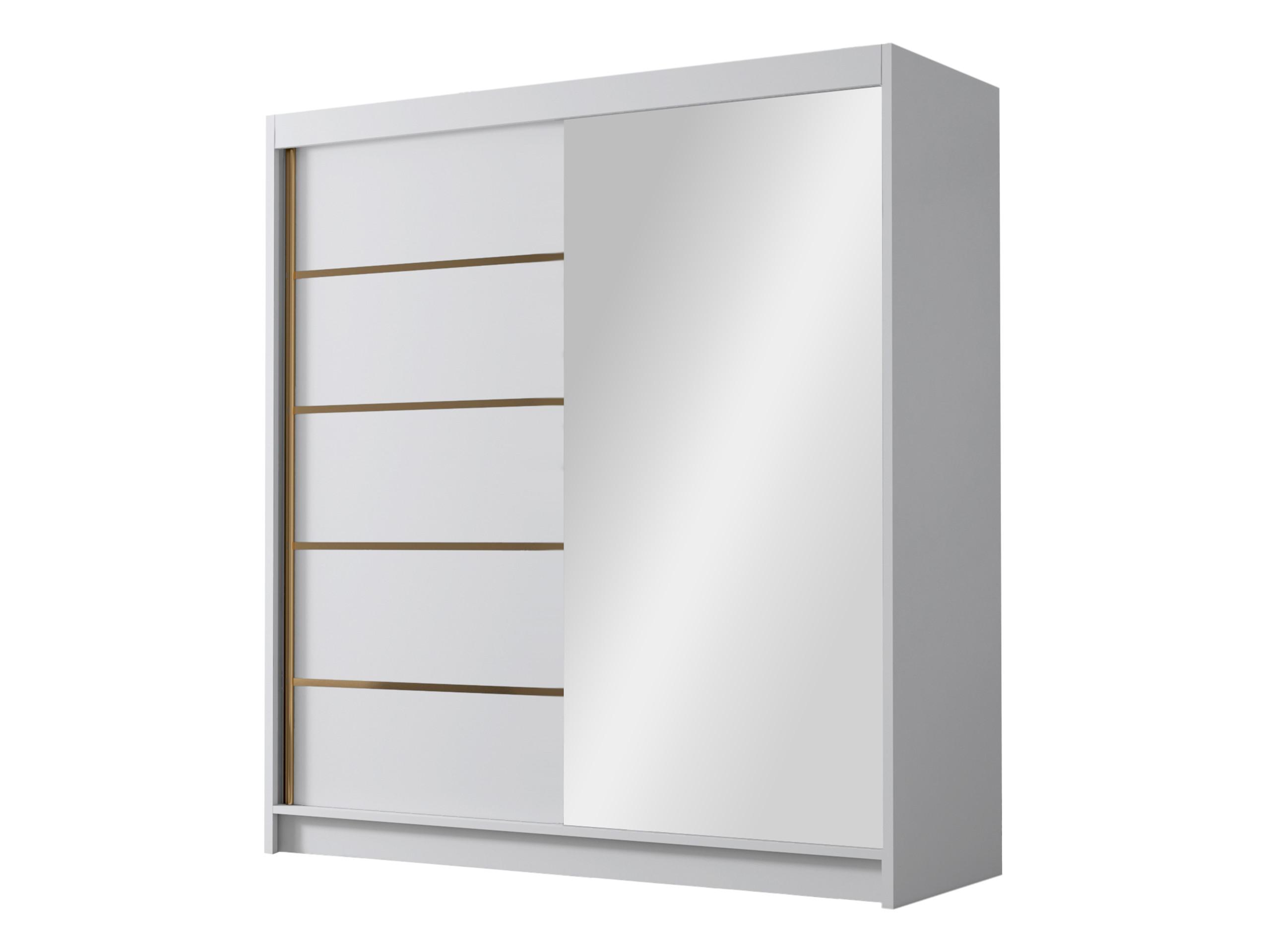 SCHIEBETÜRENSCHRANK Bali III - Goldfarben/Weiß, Holzwerkstoff/Metall (180/215/58cm) - MIRJAN24