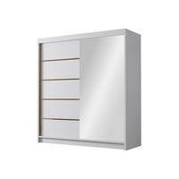SCHIEBETÜRENSCHRANK Bali III - Goldfarben/Weiß, Holzwerkstoff/Metall (180/215/58cm) - MIRJAN24