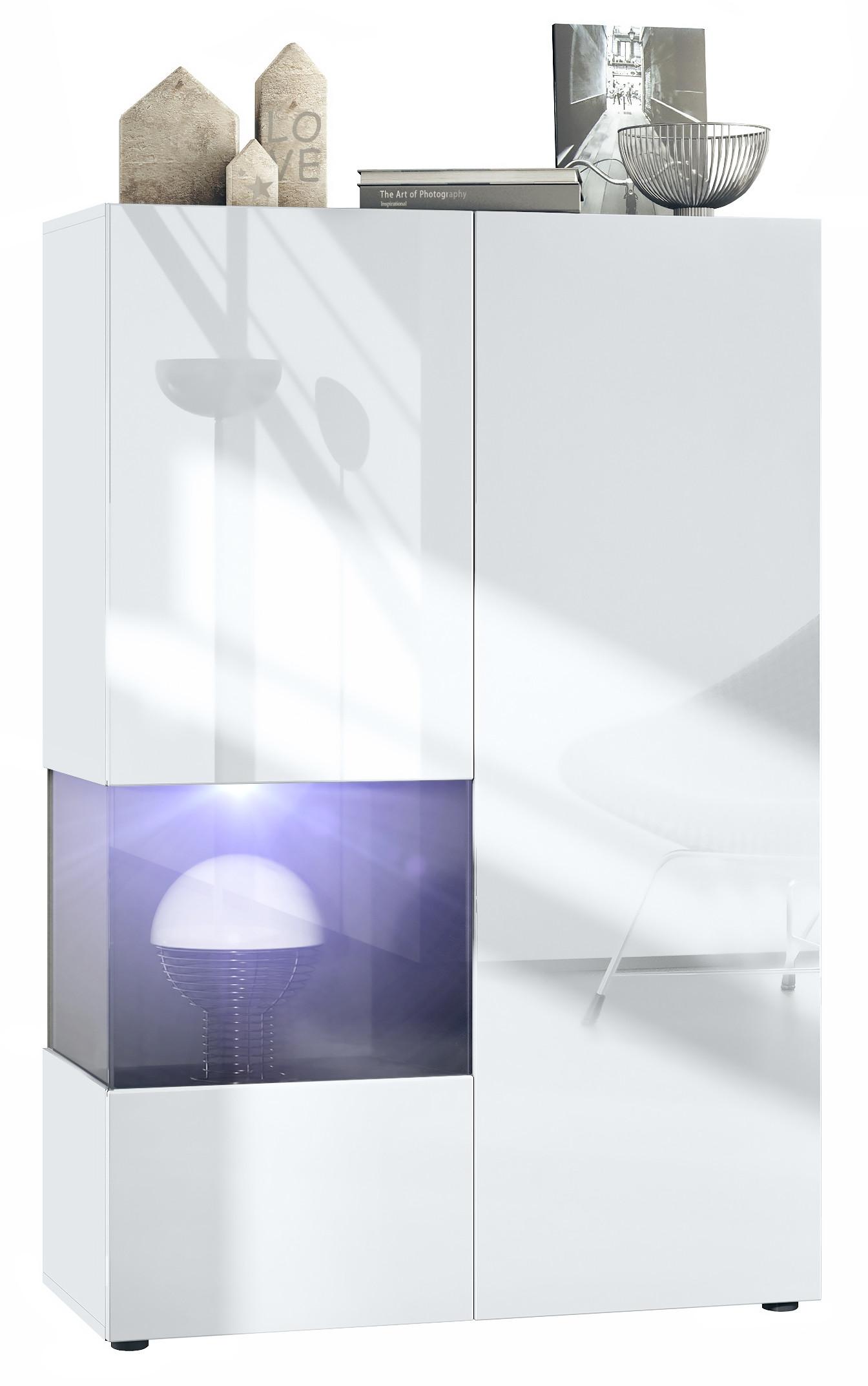 VITRINE Morena Einsatz in Schwarz matt - Schwarz, Holzwerkstoff (91.5/136.5/37cm) - Vladon