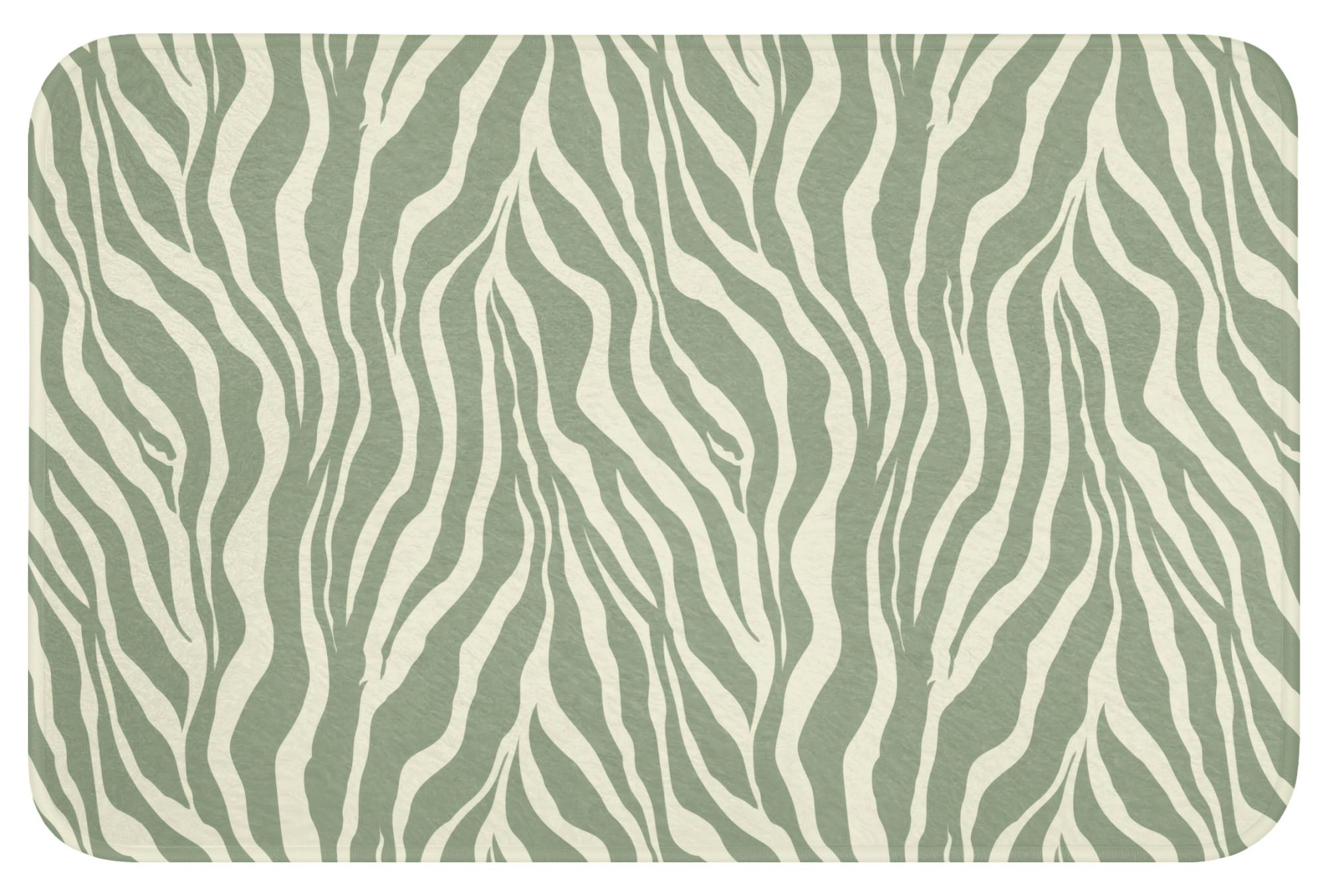 BADEMATTE Zebra - Motiv - Grün Rutschfest 60x40 cm - Salbeigrün, Textil (60/40cm) - OnlyWow