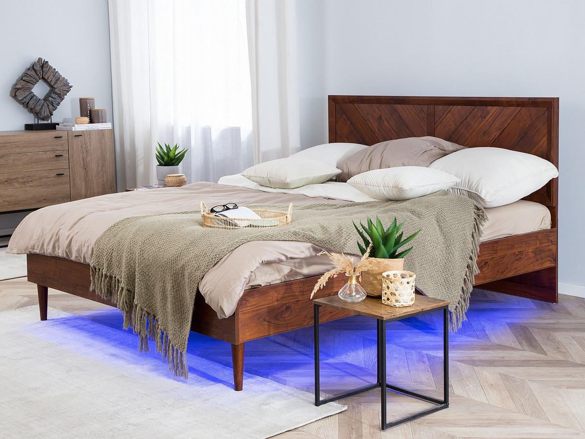 BETT 140/200cm Dunkler Holzfarbton Mialet - Dunkelbraun, Holzwerkstoff (140/200cm) - Beliani