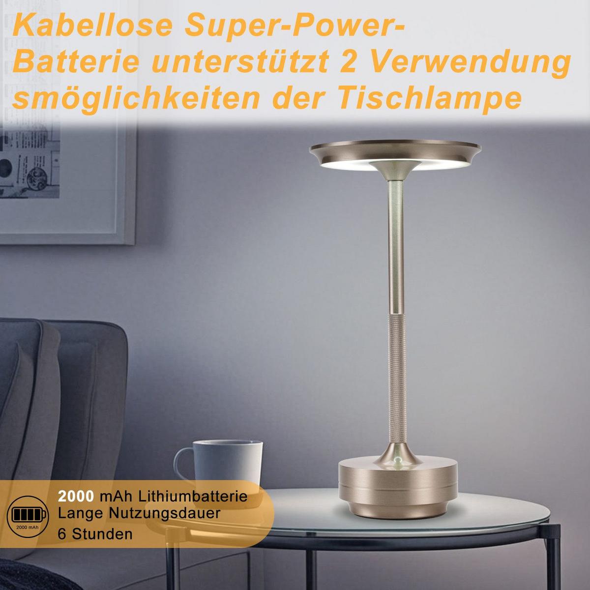TISCHLEUCHTE Glanzig 12.8/12.8/27 cm - Nickelfarben, Kunststoff/Metall (12.8/12.8/27cm) - ZMH
