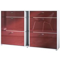 SCHUHSCHRANK Today Fronten in Bordeaux Hochglanz - Bordeaux, Holzwerkstoff (155.5/95/28cm) - Vladon