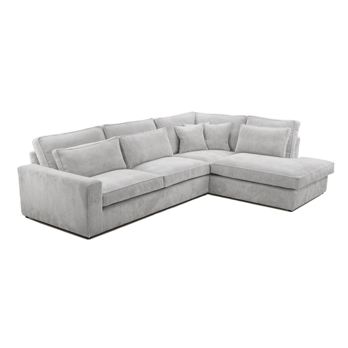 ECKSOFA Parma ohne Schlaffunktion, Cord-Stoff, Graubeige, Rechts - Hellgrau/Schwarz, Textil (314/224cm) - Beautysofa