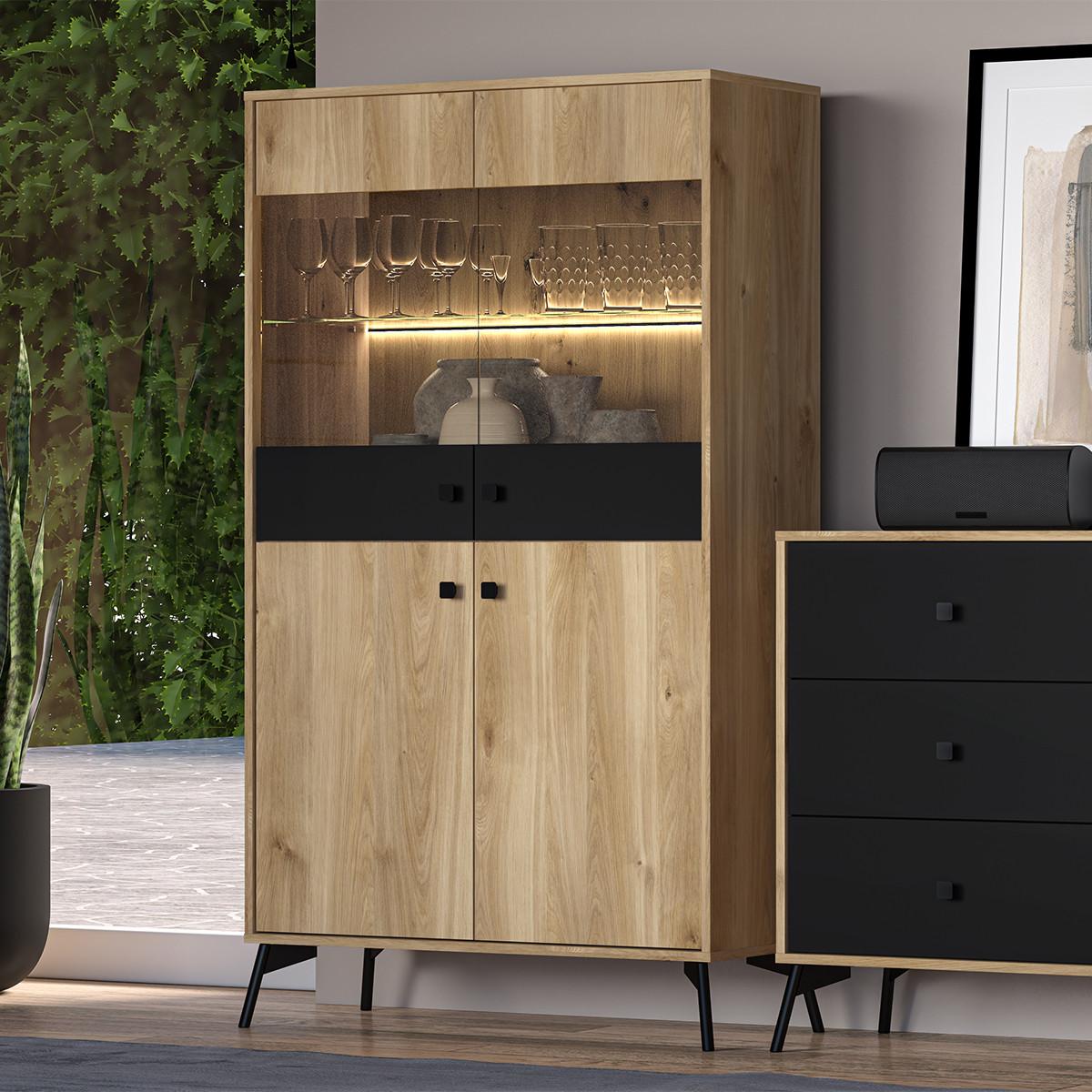 GESCHIRRSCHRANK Elara Holz - Braun, Holzwerkstoff (90/160/40cm) - Petits-meubles