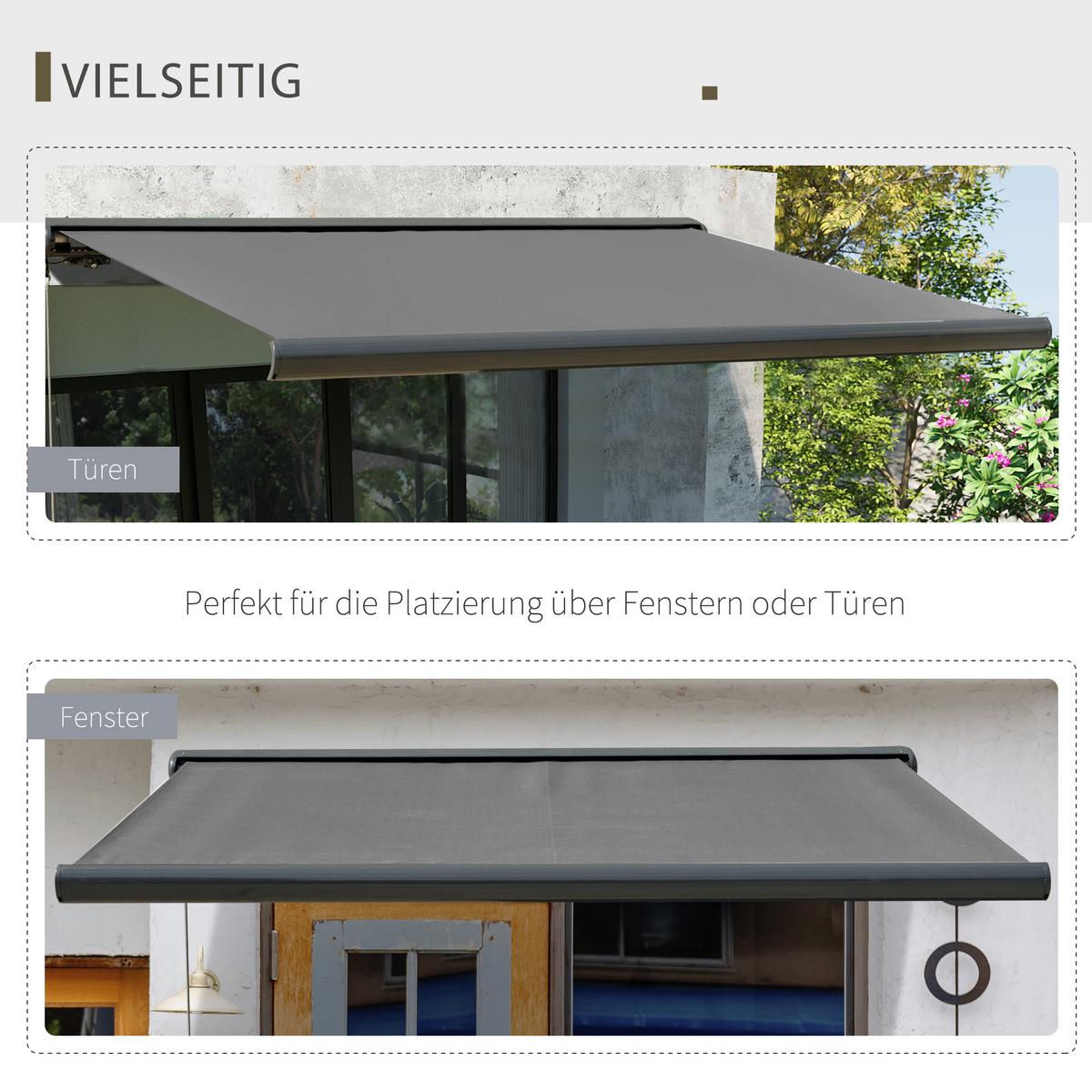 MARKISE elektrisch mit Fernbedienung Handkurbel Kassettenmarkise 3x2,5m - Dunkelgrau, Metall (2.5/1/3cm) - Outsunny