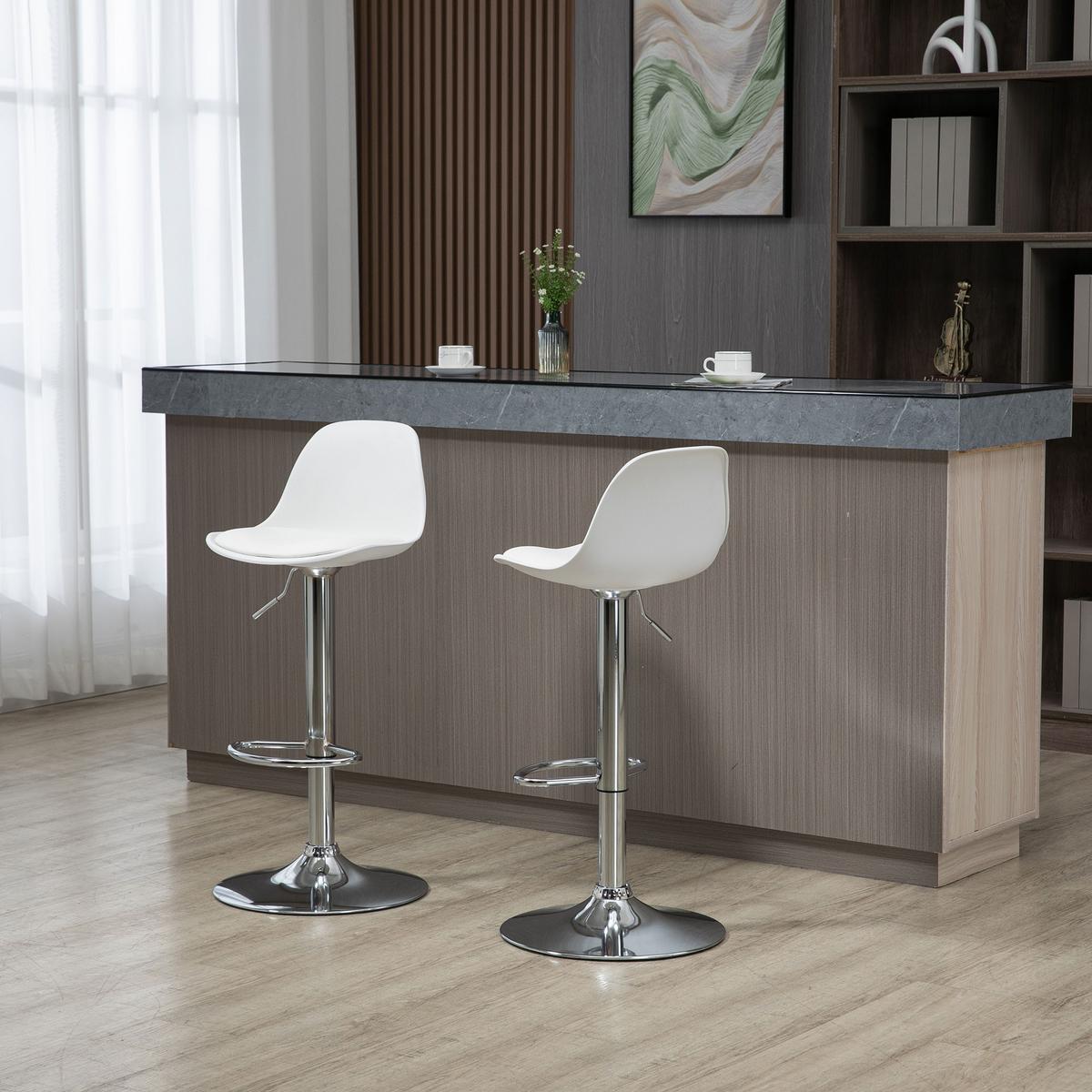 BARHOCKER 2er-Set mit modernem Design bis 120 kg(Ein Stuhl) Barstühle Weiß - Weiß, Kunststoff (42/104/41cm) - HOMCOM