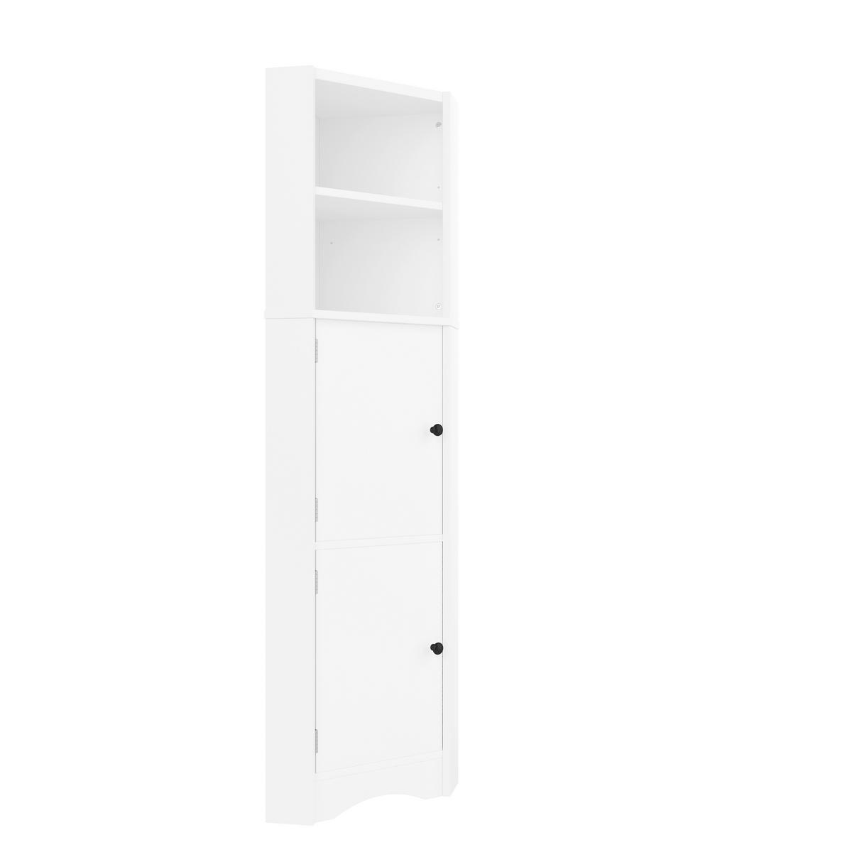 BADEZIMMER ECKSCHRANK Weiß 155cm mit 2 Türen & Offenen Ablagen - Weiß, Holzwerkstoff (51.7/155.4/32cm) - Urban Meuble