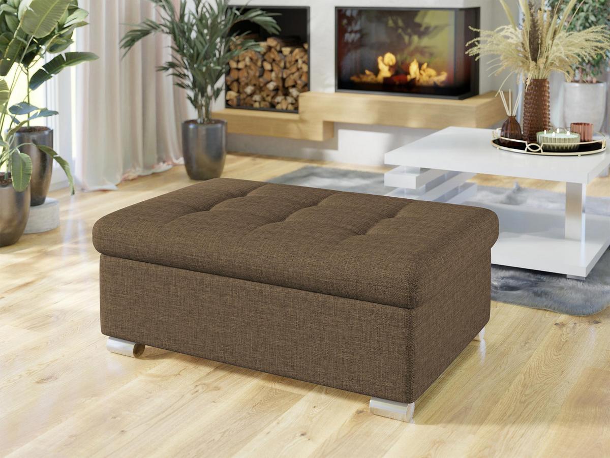 POLSTERHOCKER Niko Groß - Silberfarben/Braun, Holz/Textil (96/41/70cm) - MIRJAN24