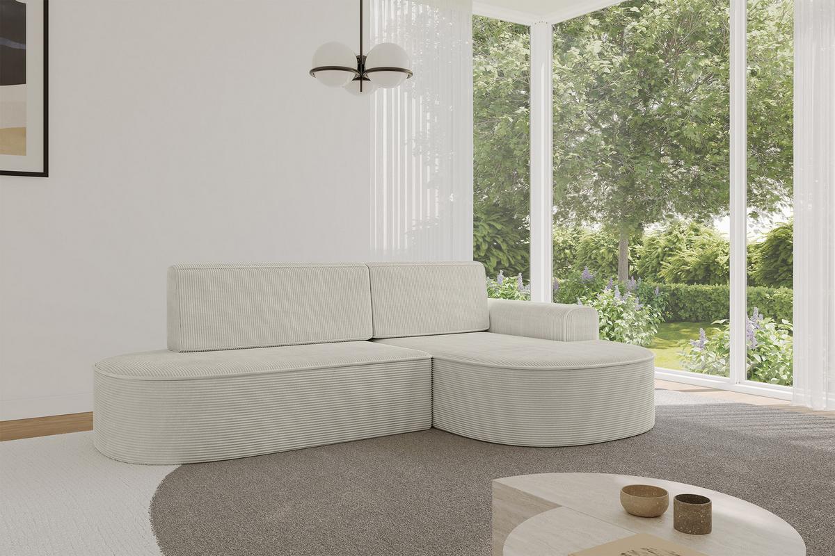 ECKSOFA mit Schlaffunktion und Bettkasten Ottomane Rechts MARI-L1-S - 283x167x73 cm Beige Cord - Schwarz/Cappuccino, Holzwerkstoff/Kunststoff (167/283cm) - ALTDECOR